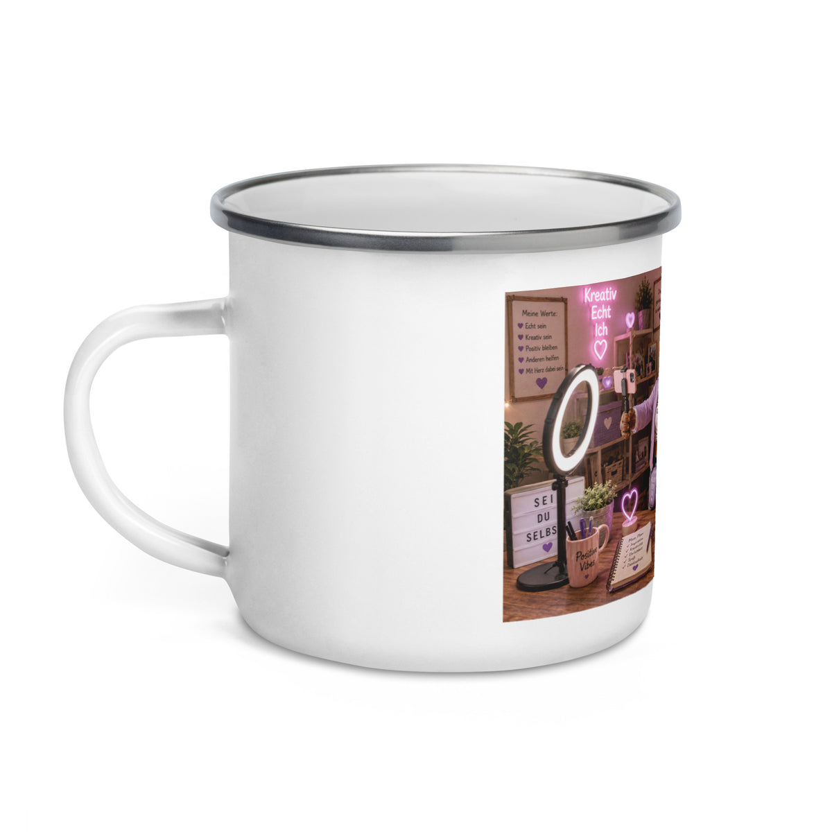 Influencerin Geschenk – Murmari Emaille-Tasse mit AR-Motiv