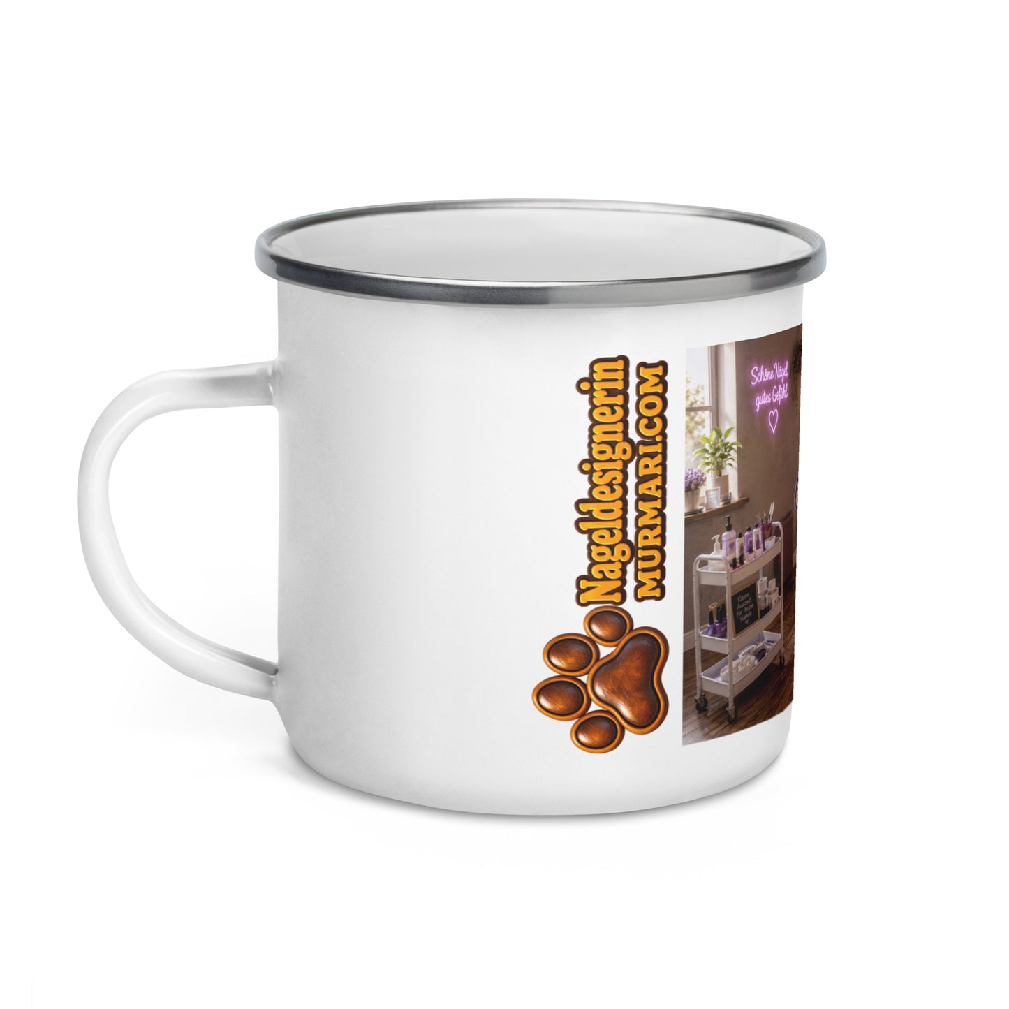 Nageldesignerin Geschenk – Murmari Emaille-Tasse mit AR-Motiv