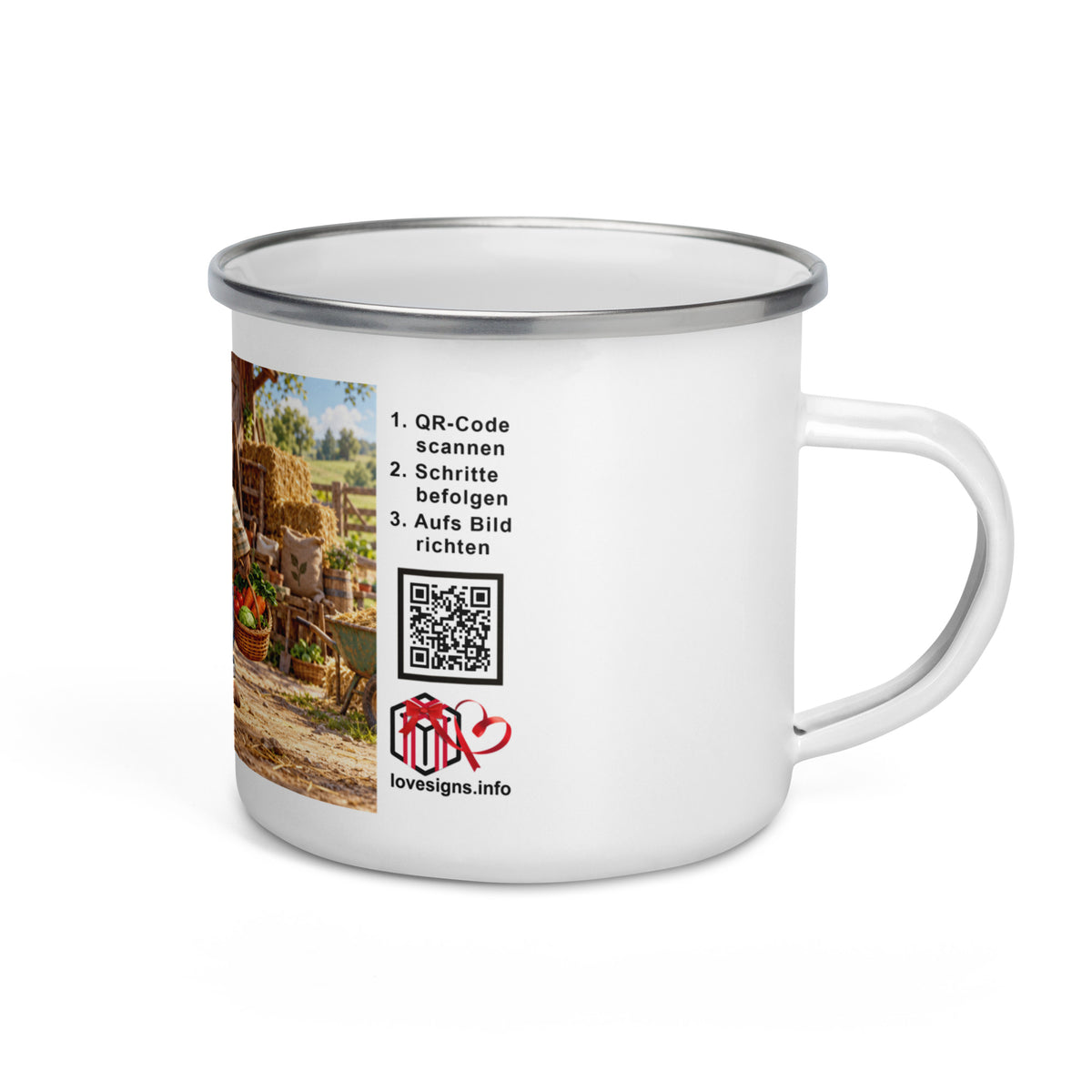 Murmari AR-Emaille-Tasse Landwirt mit QR-Code