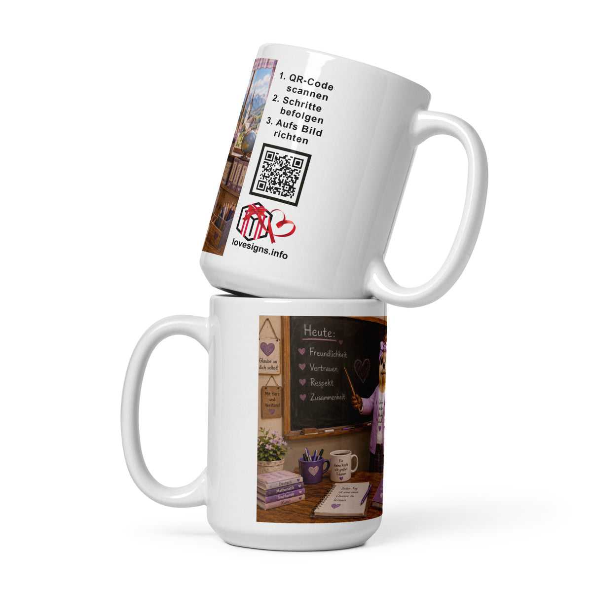 Lehrerin Geschenk – Murmari Keramiktasse mit AR-Motiv