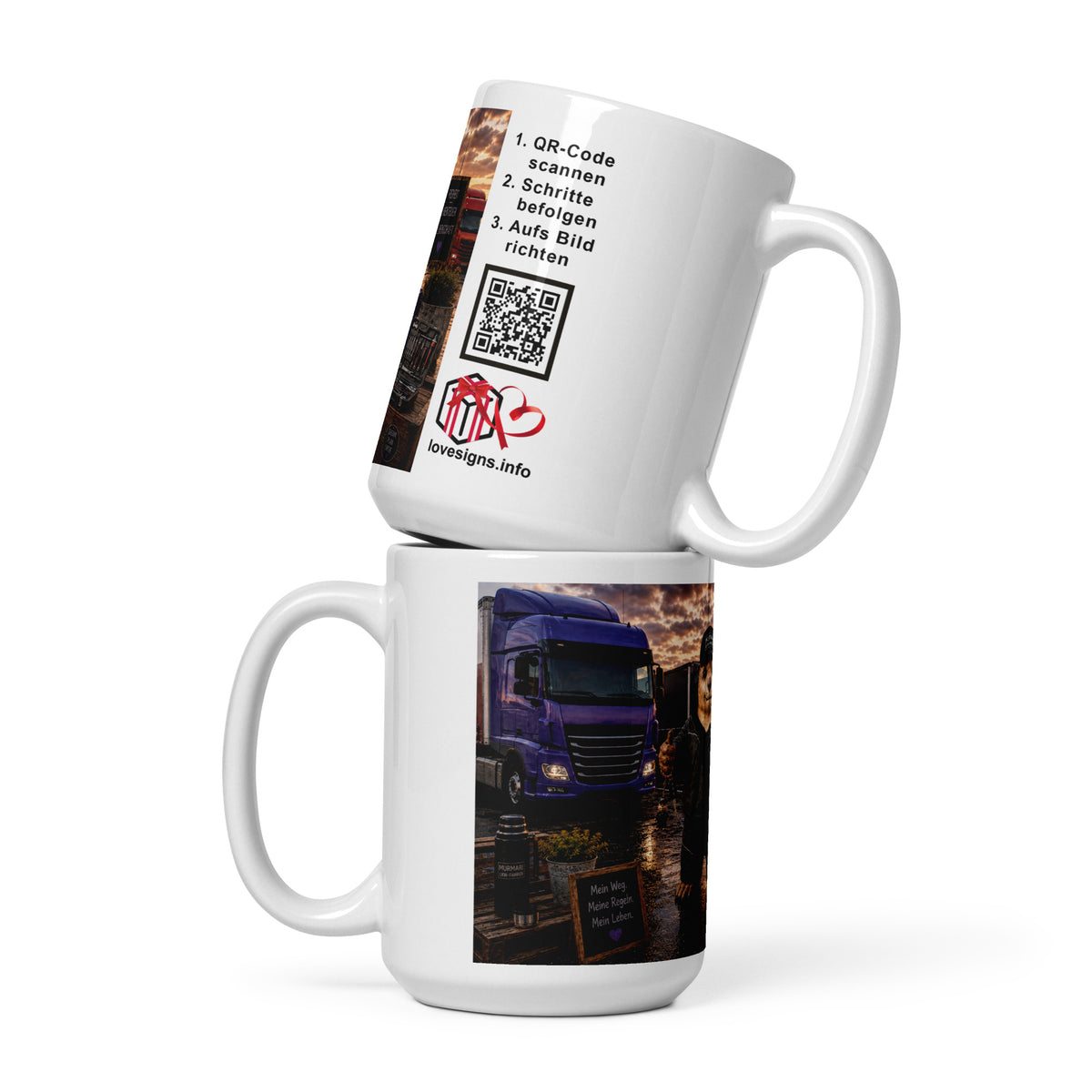 LKW-Fahrer Geschenk – Murmari Keramik-Tasse mit AR-Motiv