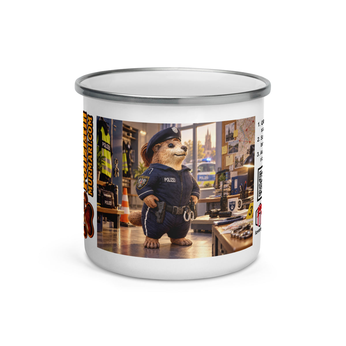Murmari Polizistin Emaille-Tasse mit Augmented Reality – Hauptansicht