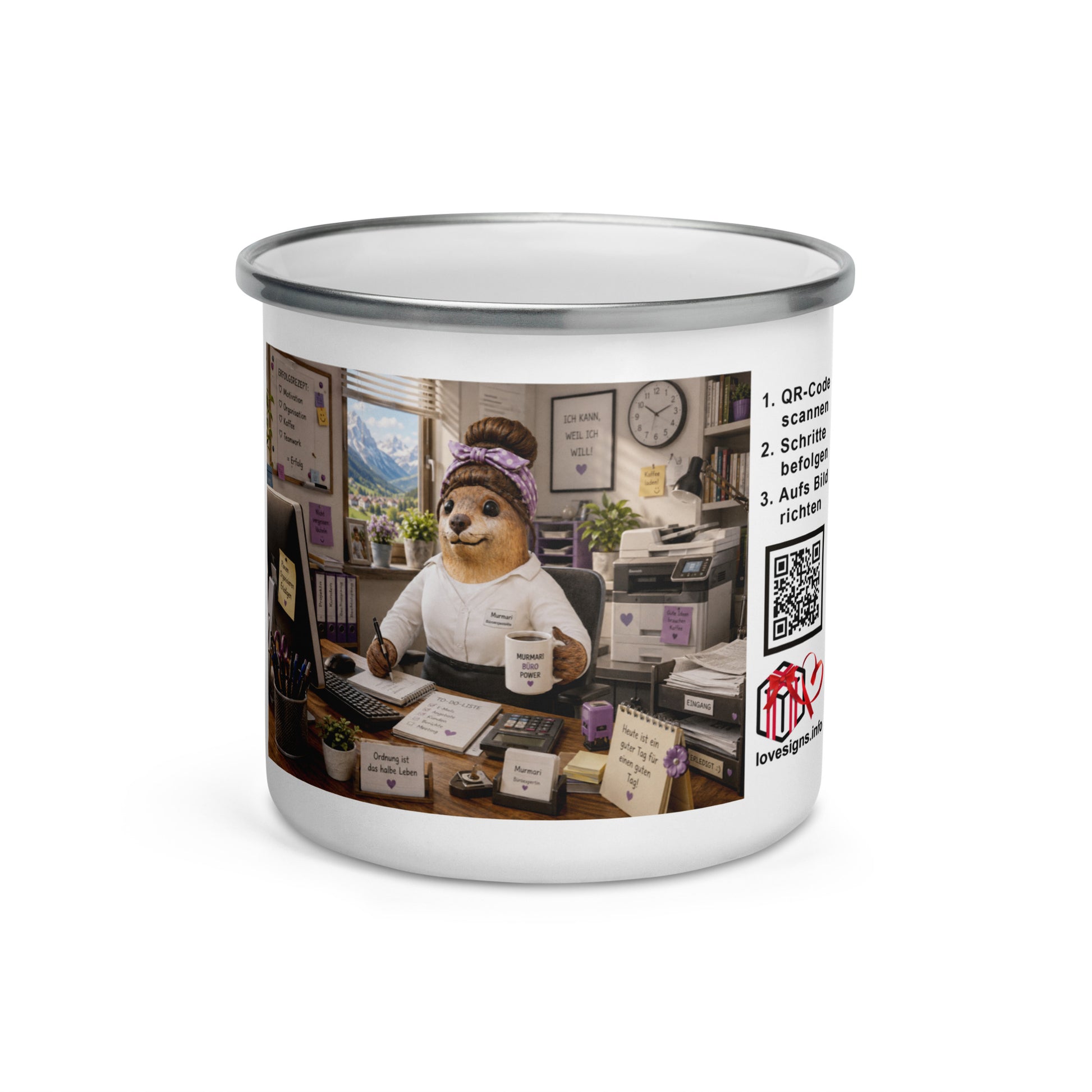 Murmari Büroangestellte Emaille-Tasse mit Augmented Reality – Hauptansicht