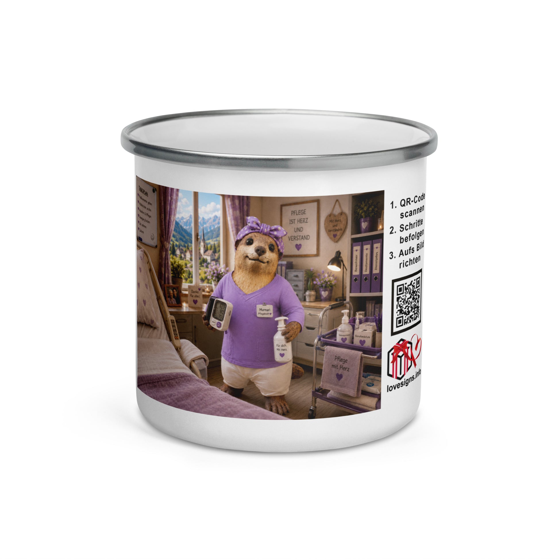 Murmari Pflegekraft Emaille-Tasse mit Augmented Reality – Hauptansicht