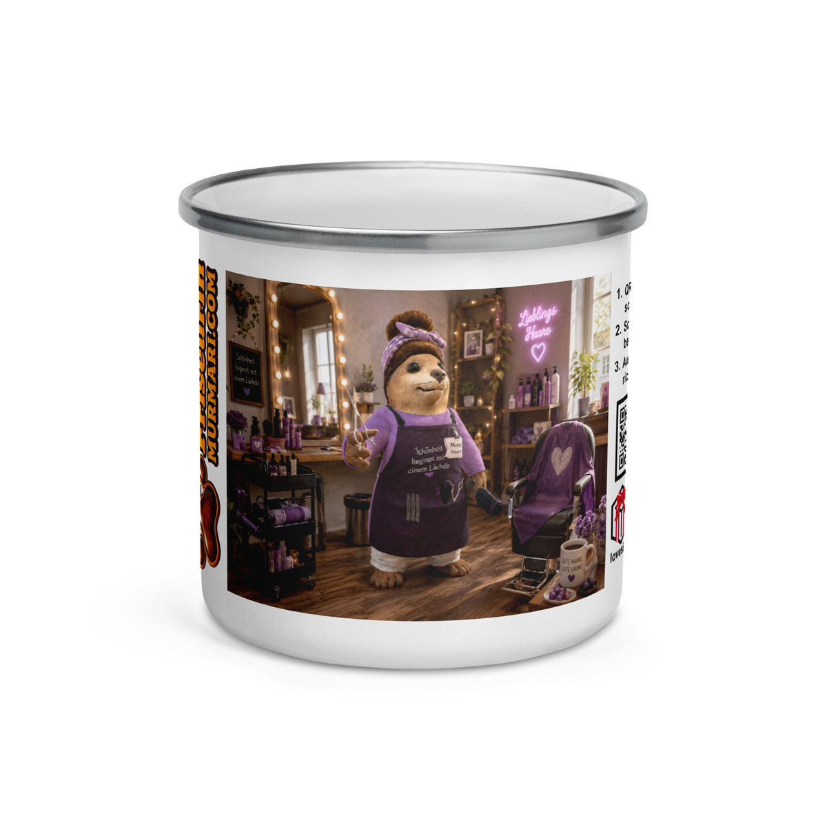 Murmari Friseurin Emaille-Tasse mit Augmented Reality – Hauptansicht
