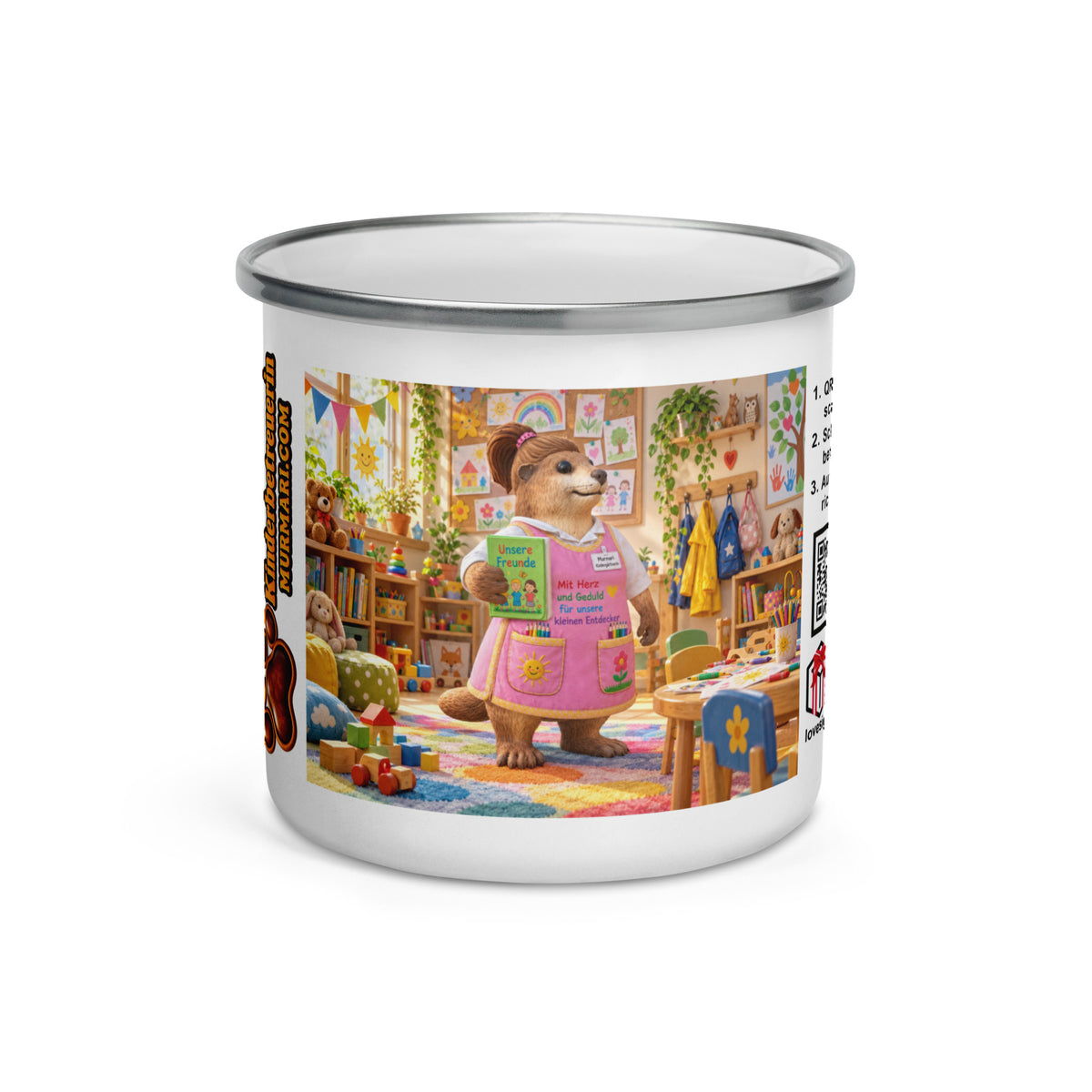 Murmari Kinderbetreuerin Emaille-Tasse mit Augmented Reality – Hauptansicht