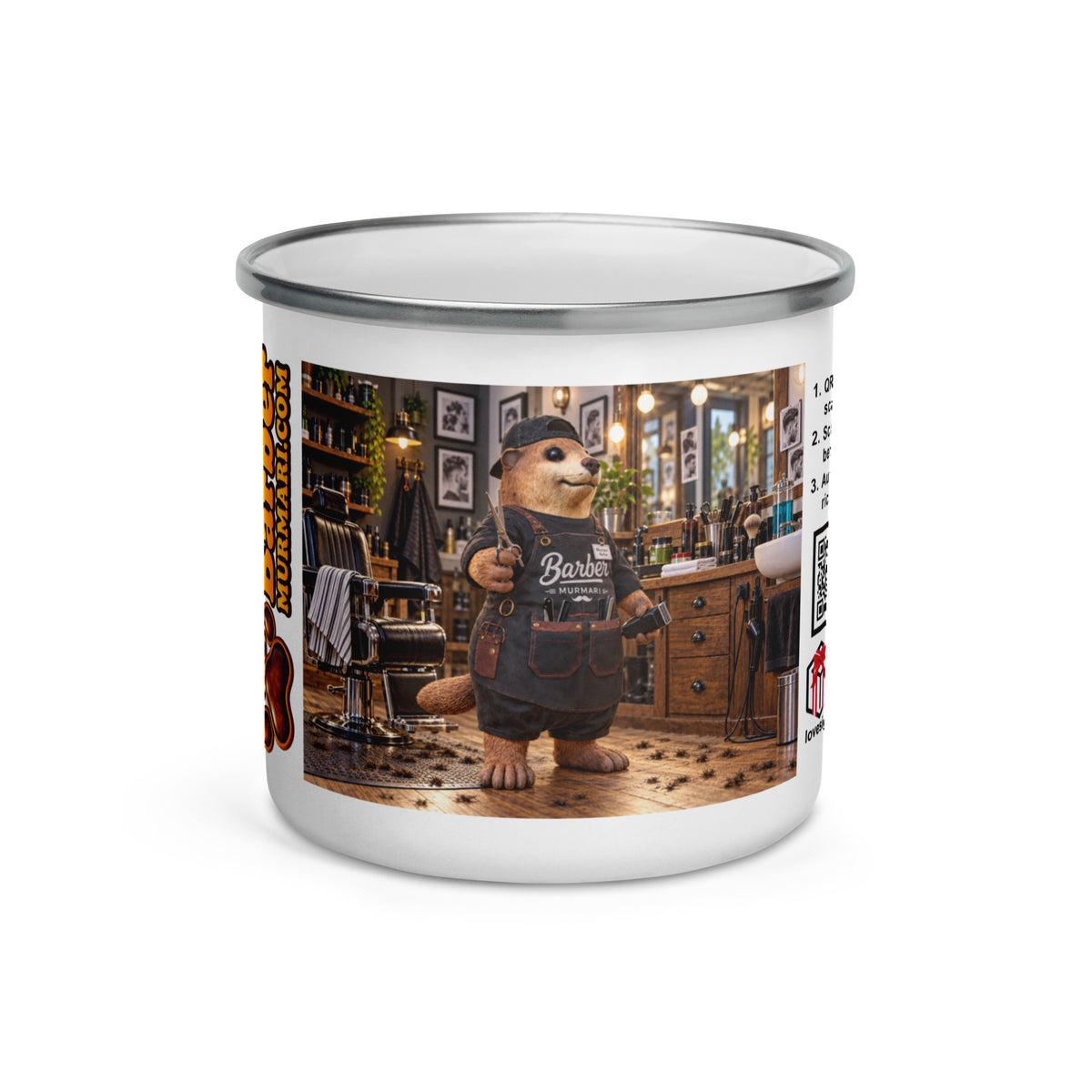 Murmari Barber Emaille-Tasse mit Augmented Reality – Hauptansicht