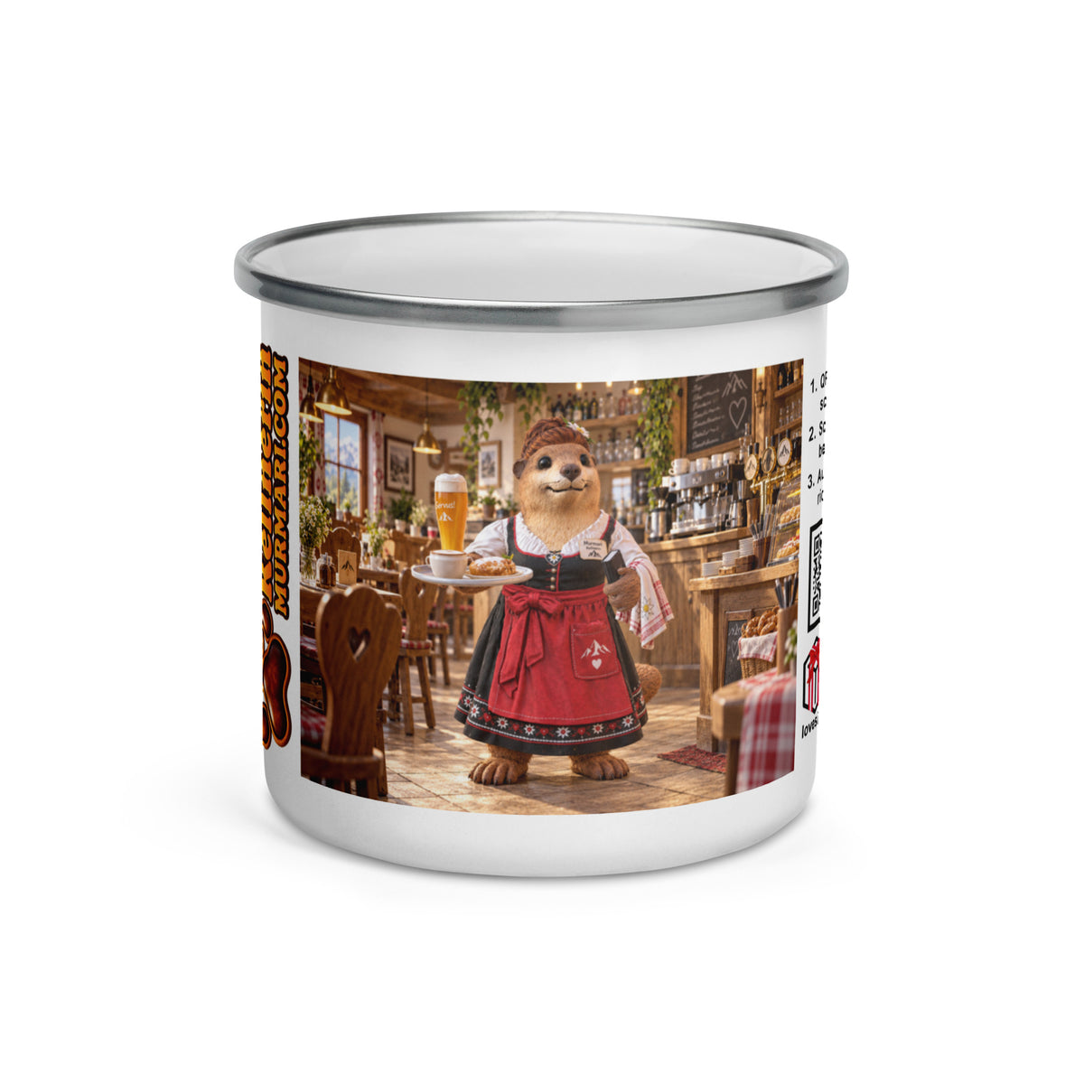 Murmari Kellnerin Emaille-Tasse mit Augmented Reality – Hauptansicht