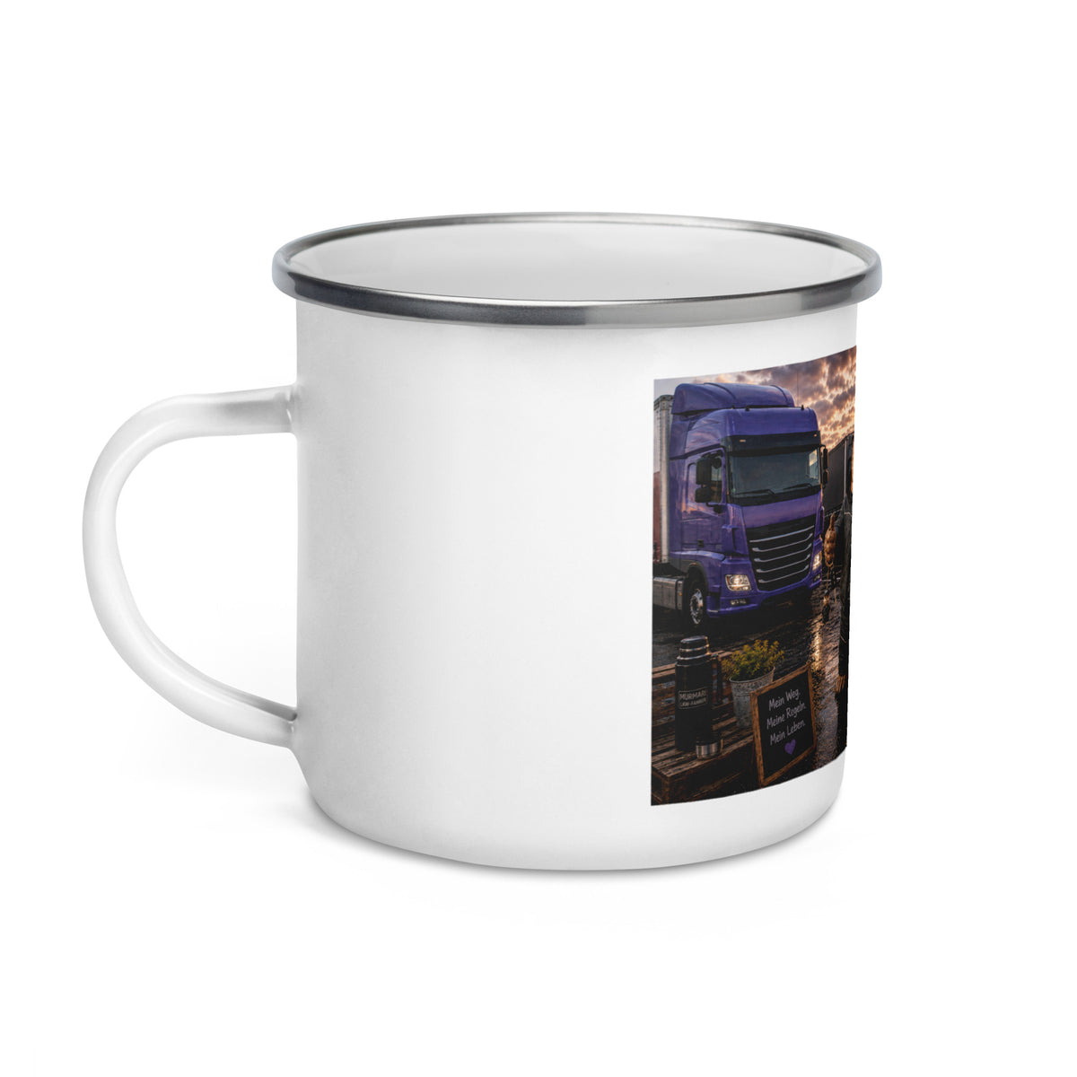 LKW-Fahrer Geschenk – Murmari Emaille-Tasse mit AR-Motiv