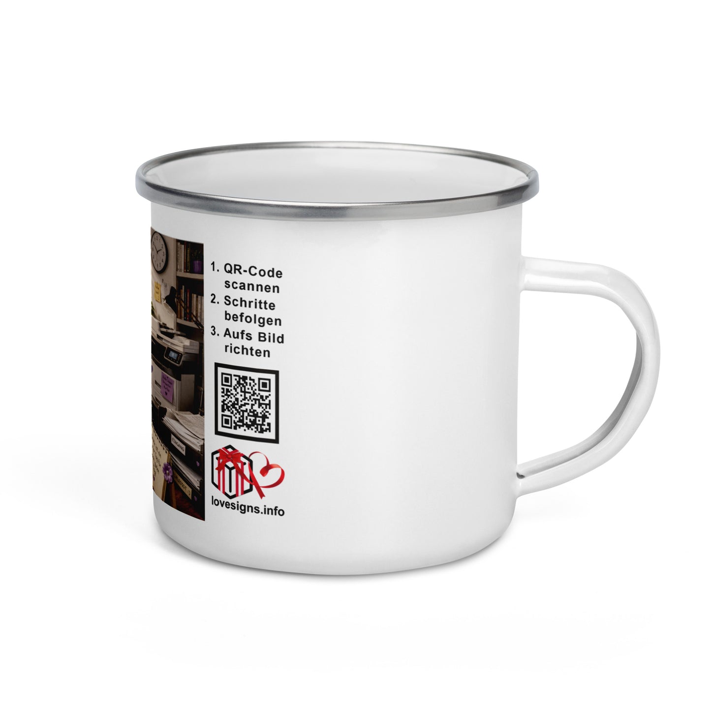 Murmari AR-Emaille-Tasse Büroangestellte mit QR-Code