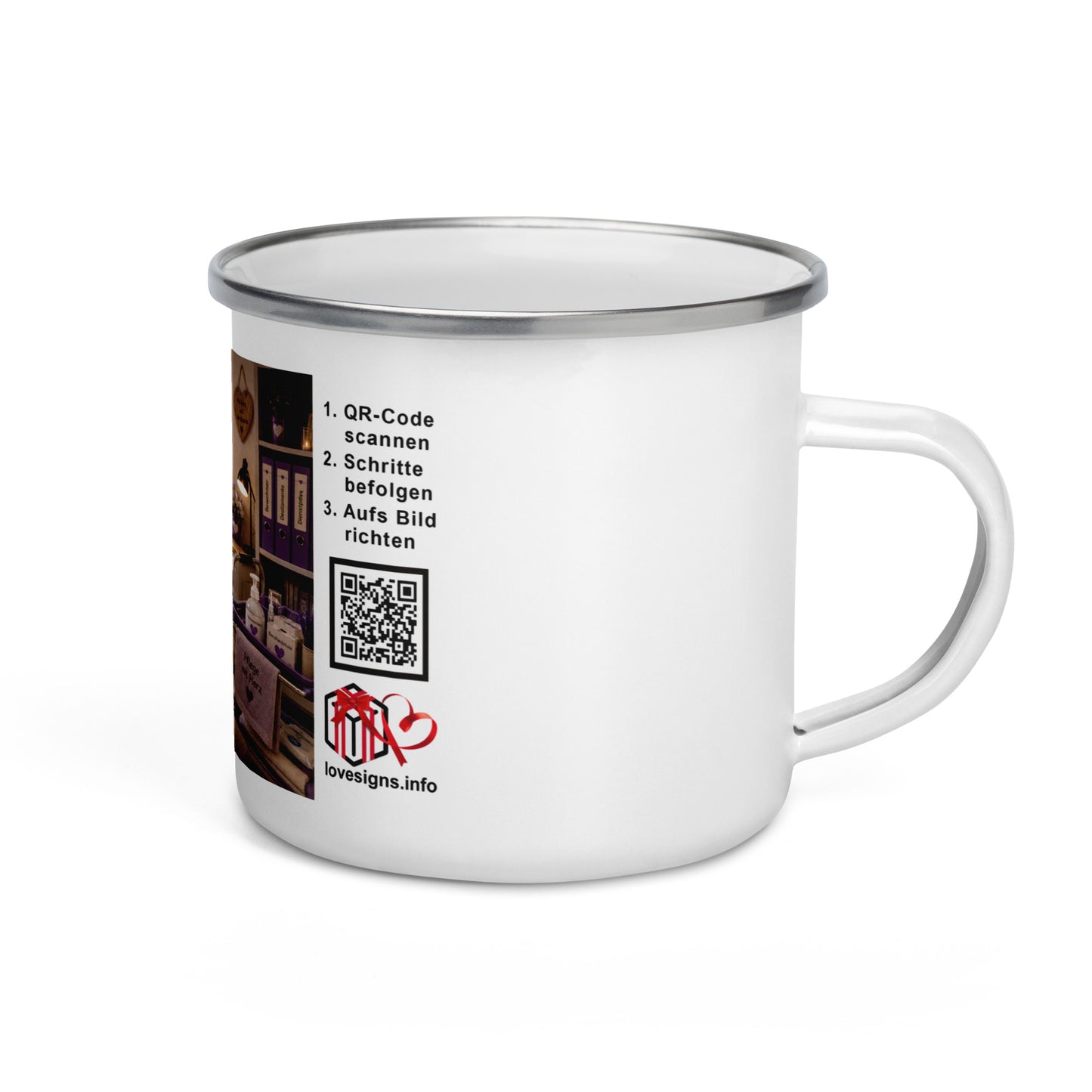 Murmari AR-Emaille-Tasse Pflegekraft mit QR-Code