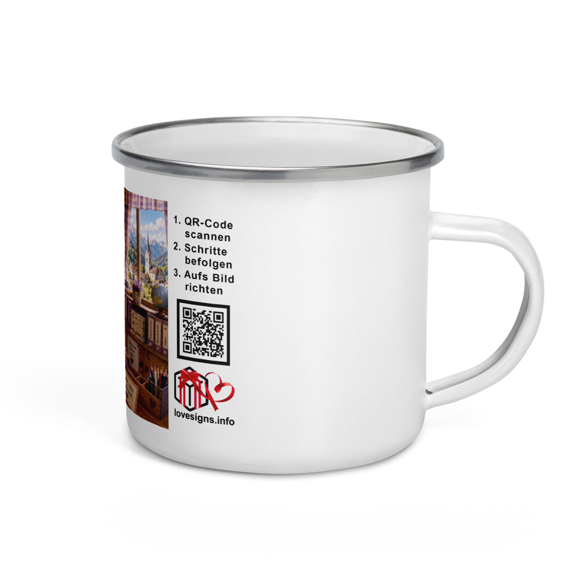 Murmari AR-Emaille-Tasse Lehrerin mit QR-Code