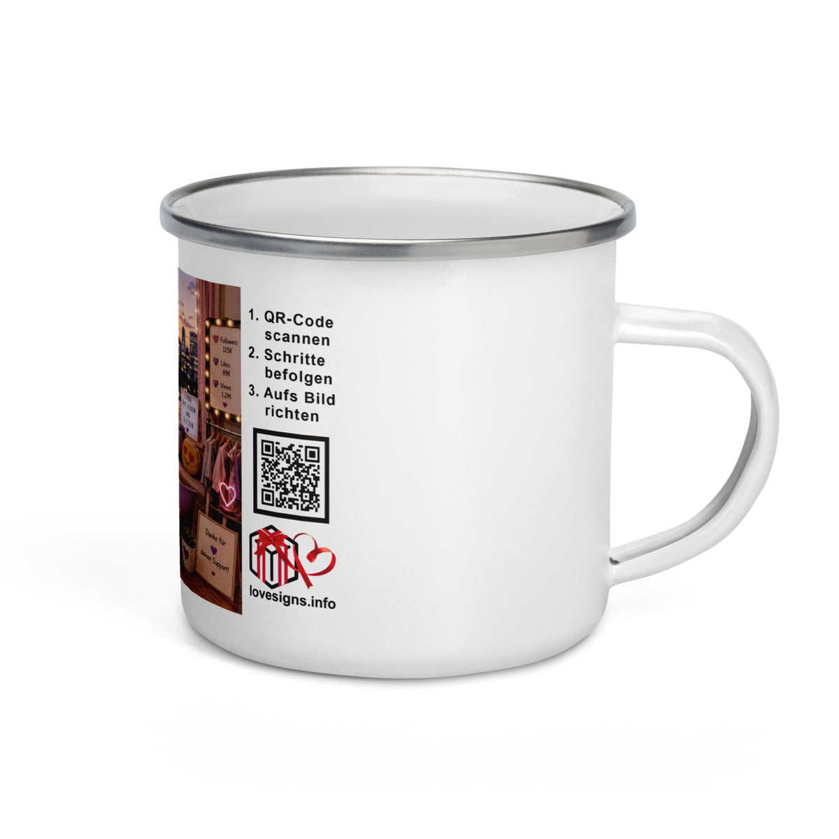 Murmari Influencerin AR-Emaille-Tasse mit QR-Code
