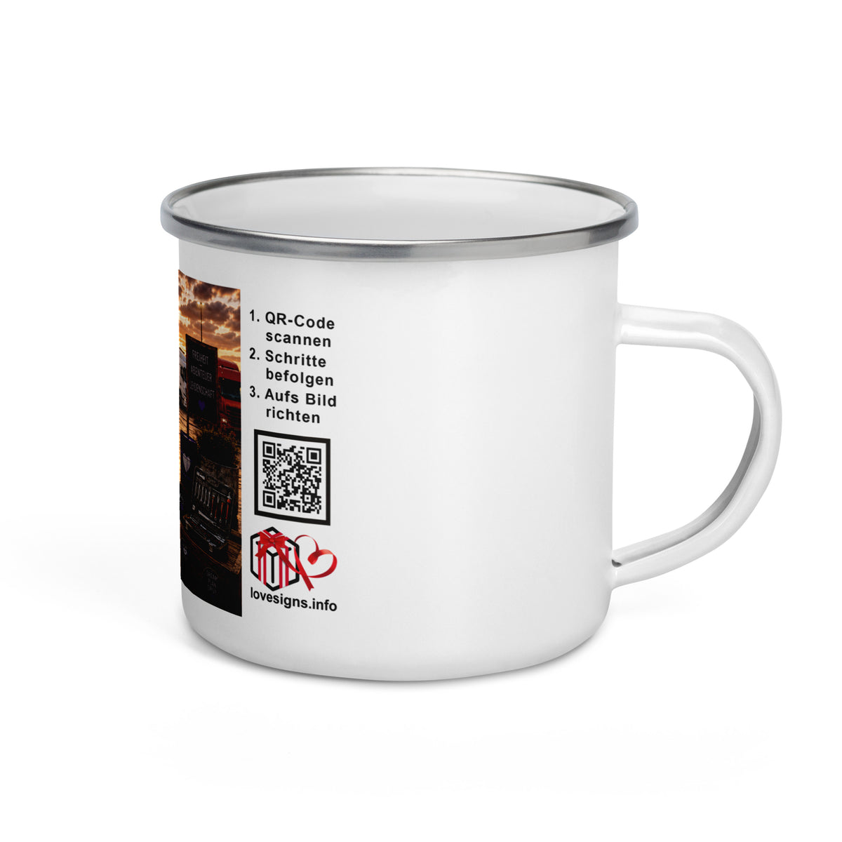 Murmari LKW-Fahrer AR-Emaille-Tasse mit QR-Code