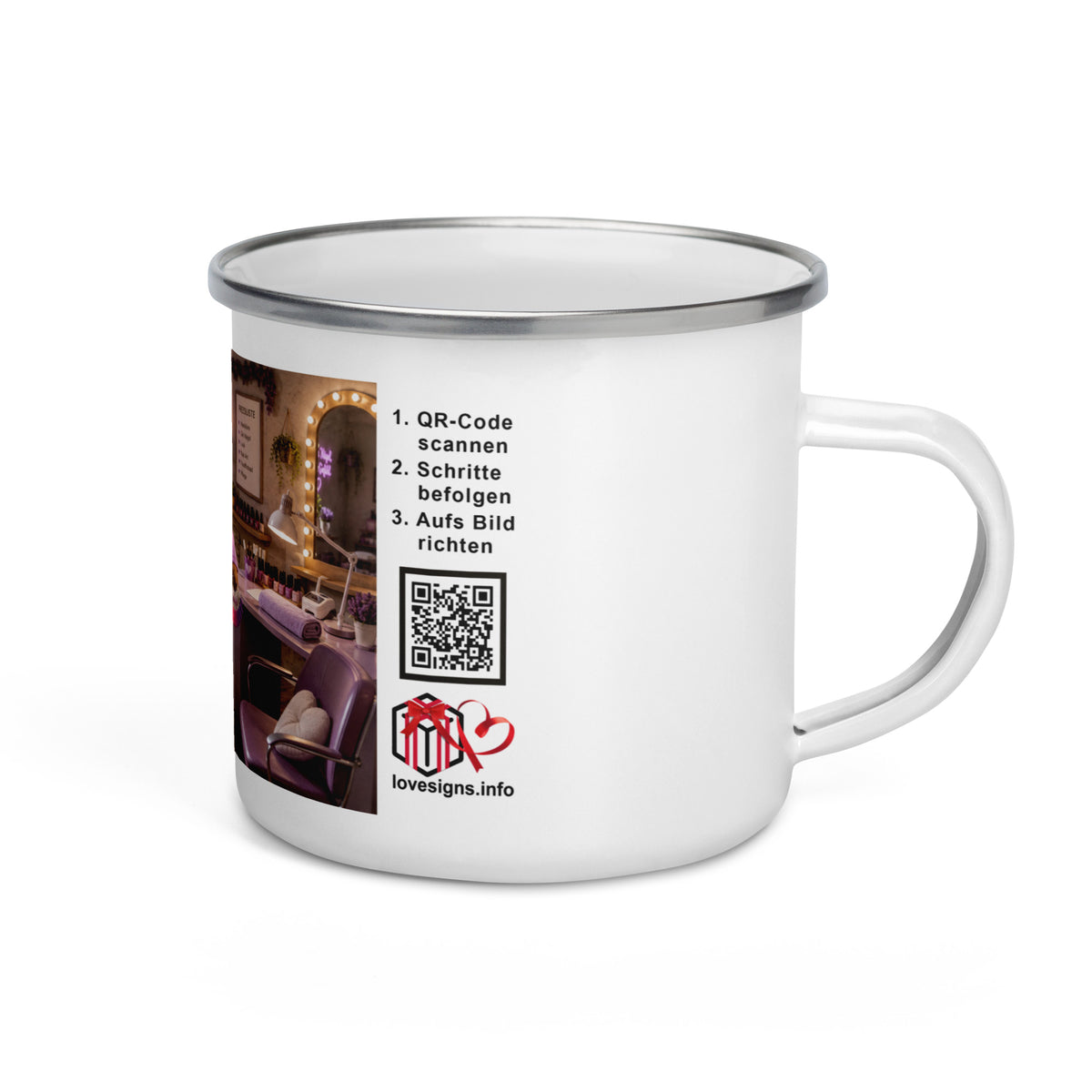 Murmari Nageldesignerin AR-Emaille-Tasse mit QR-Code