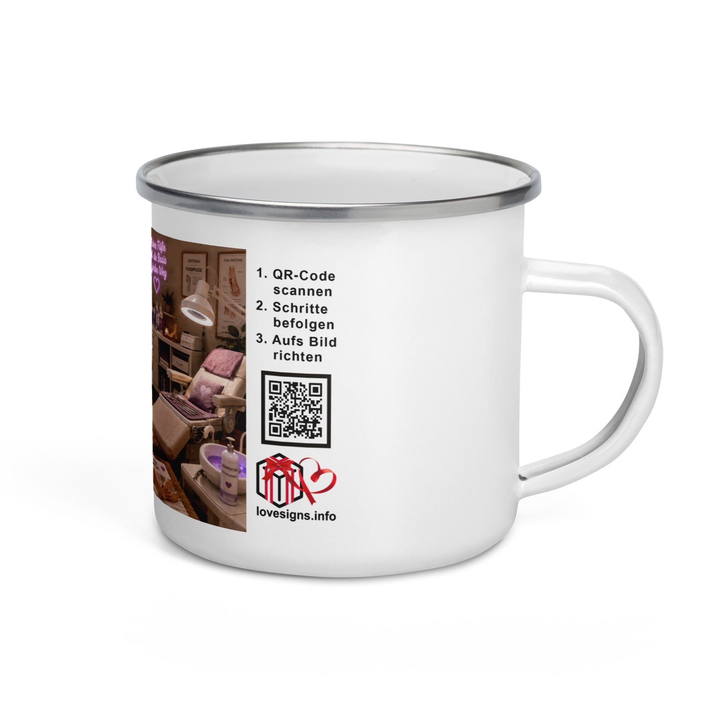 Murmari Fußpflegerin und Podologin AR-Emaille-Tasse mit QR-Code