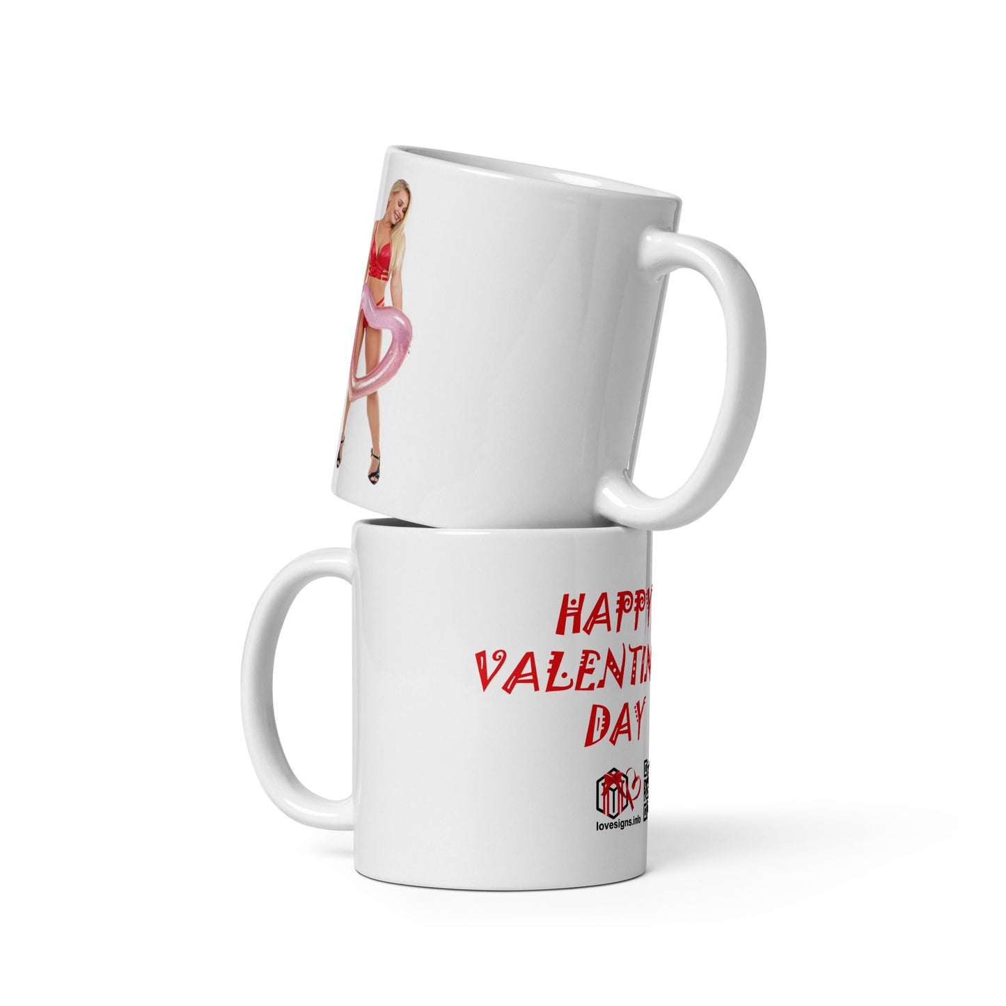 Weiße, glänzende Tasse „Valentinstag“ Darina 2 (Erotik)