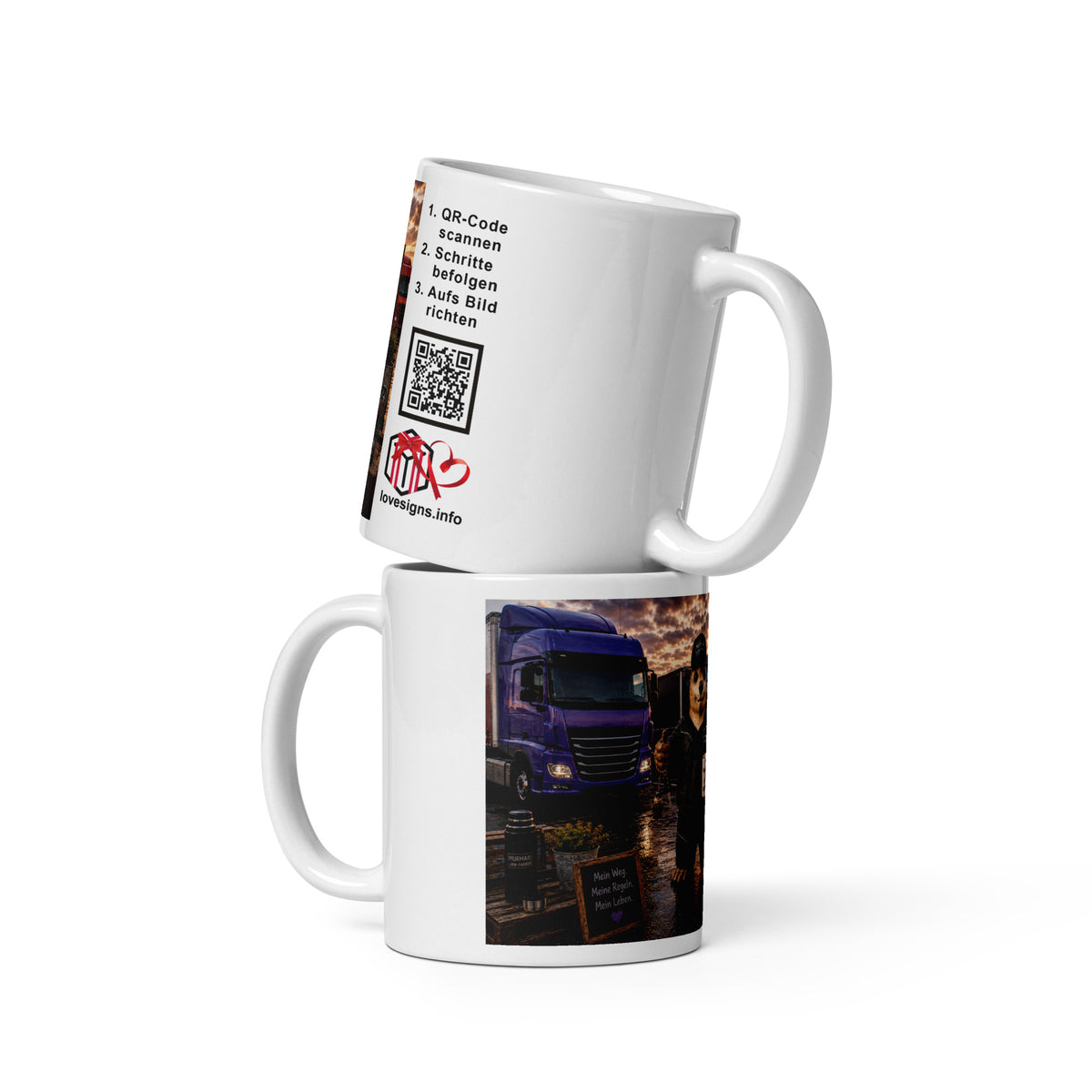 Murmari LKW-Fahrer AR-Keramik-Tasse mit QR-Code