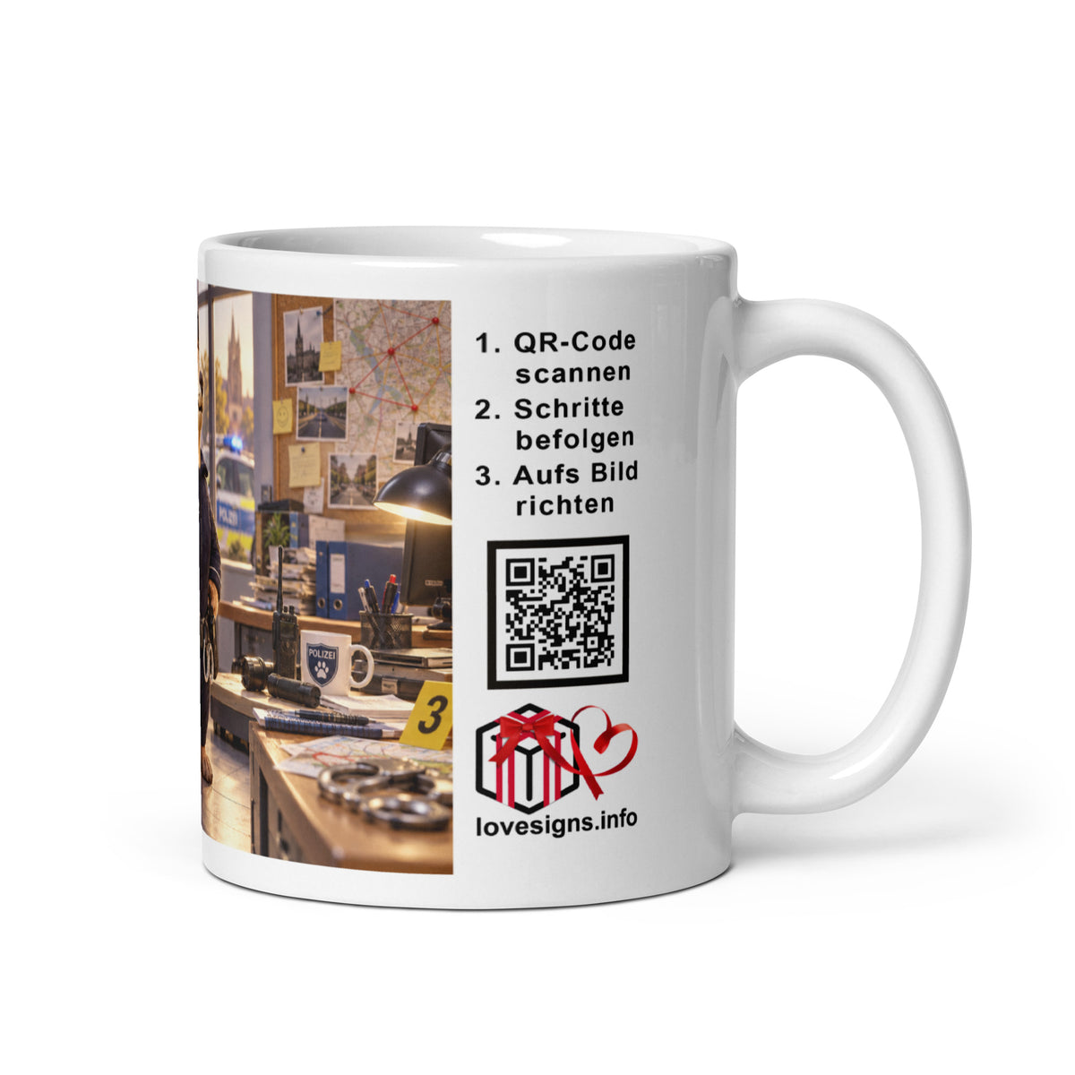 Murmari Polizistin AR-Keramik-Tasse mit QR-Code