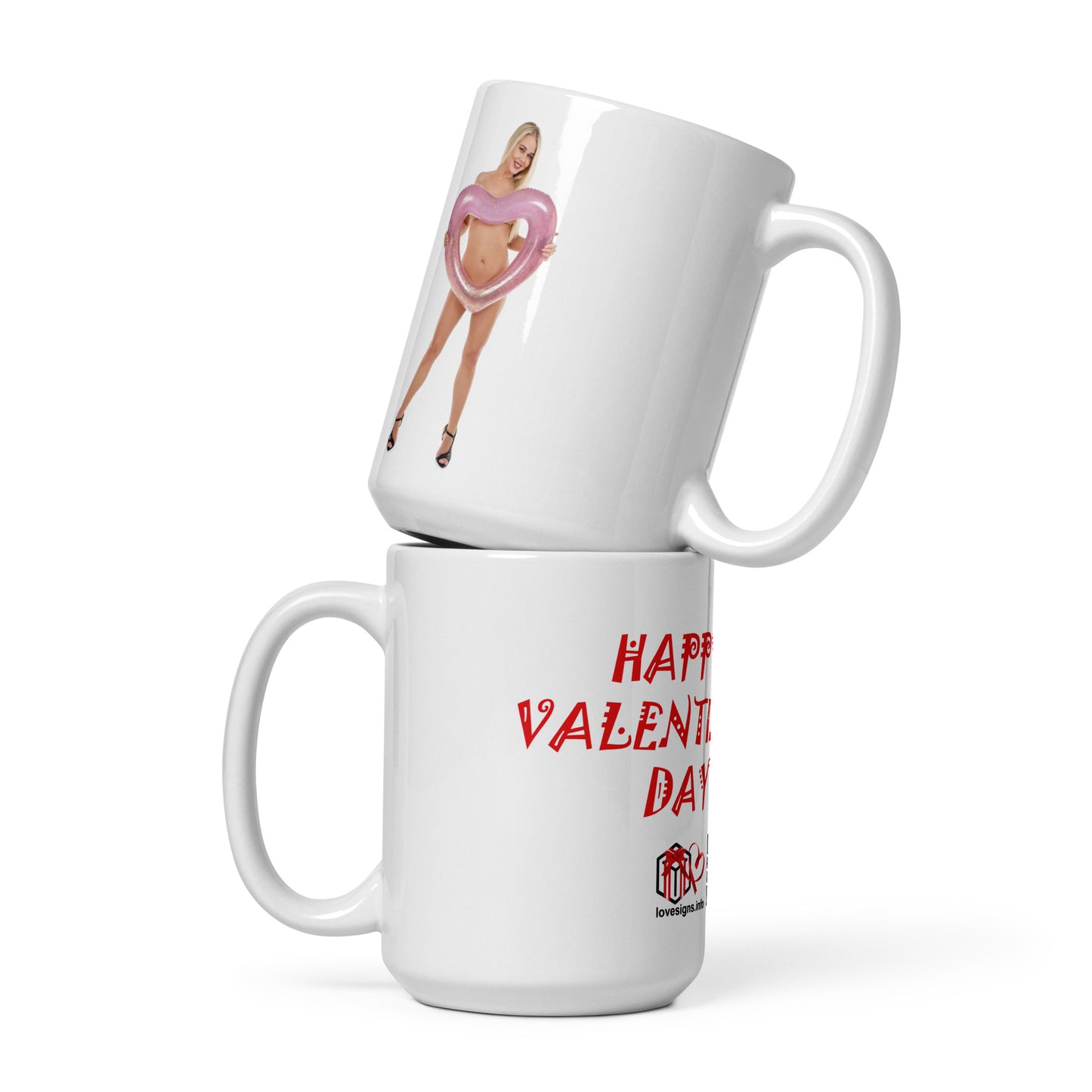 Weiße, glänzende Tasse „Valentinstag“ Darina 1 (Erotik)