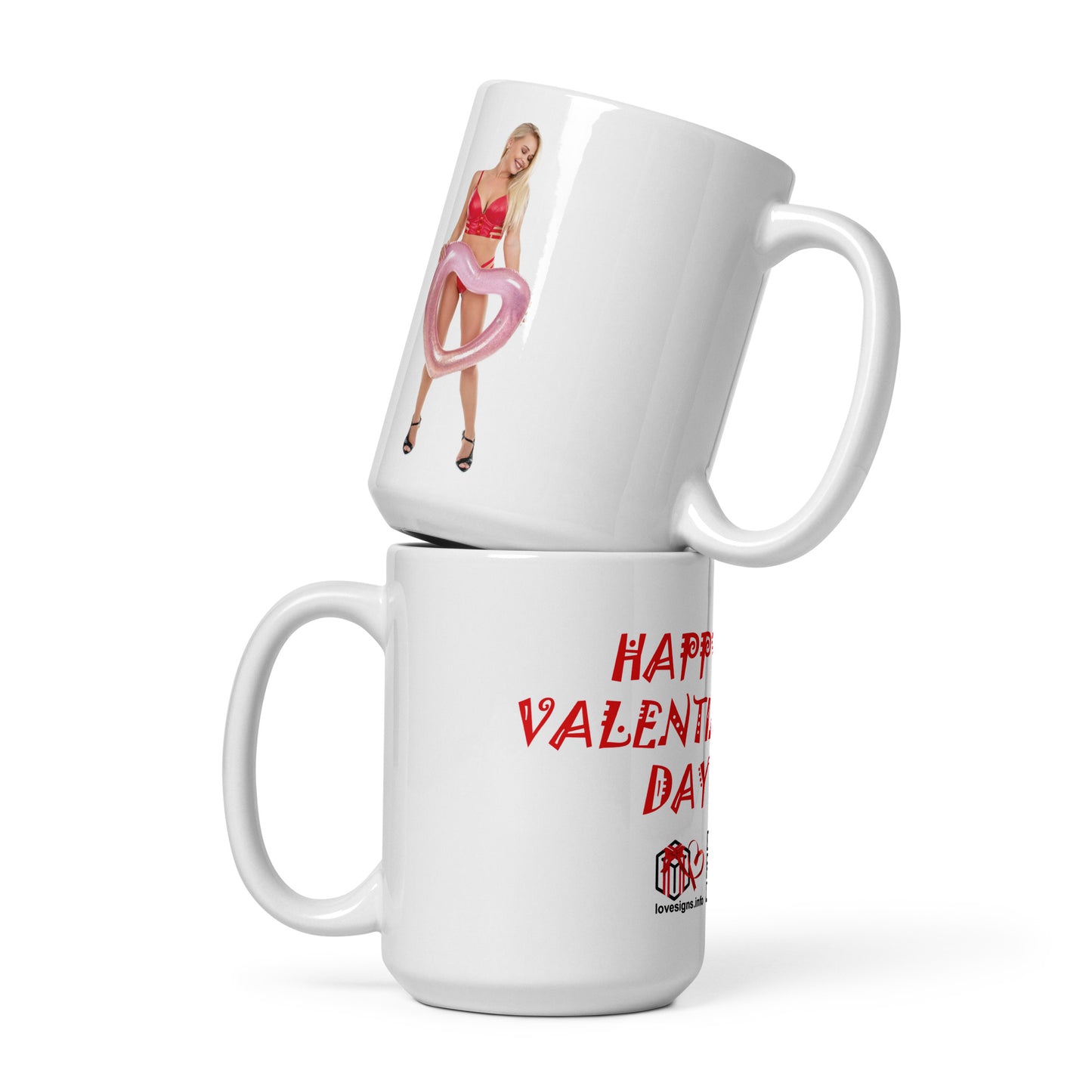 Weiße, glänzende Tasse „Valentinstag“ Darina 2 (Erotik)