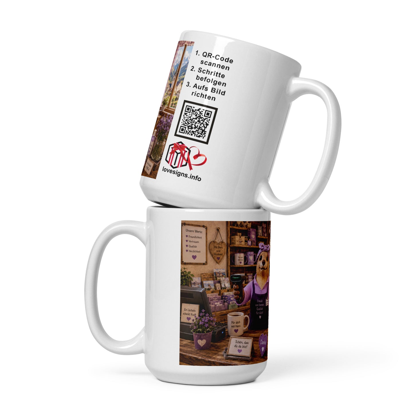 Verkäuferin Geschenk – Murmari Keramiktasse mit AR-Motiv