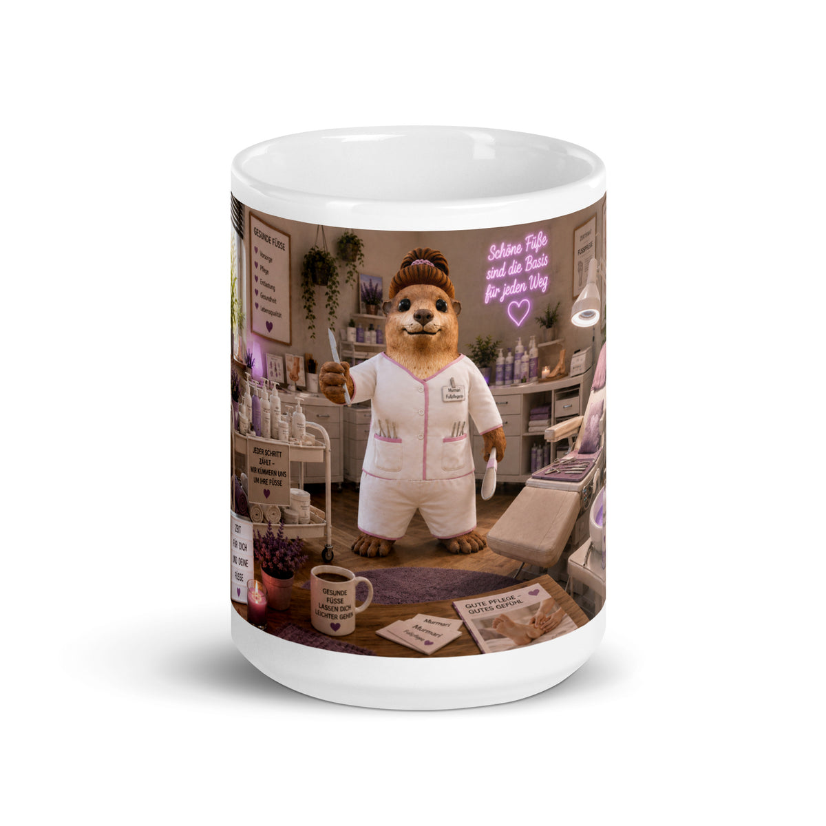 Murmari Fußpflegerin Keramik-Tasse mit Augmented Reality – Hauptansicht