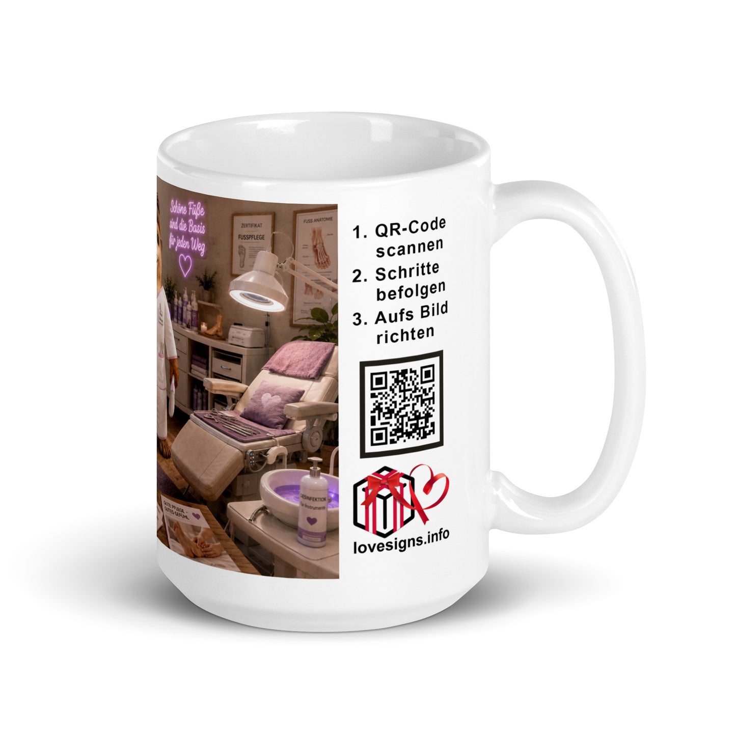 Murmari Fußpflegerin und Podologin AR-Keramik-Tasse mit QR-Code