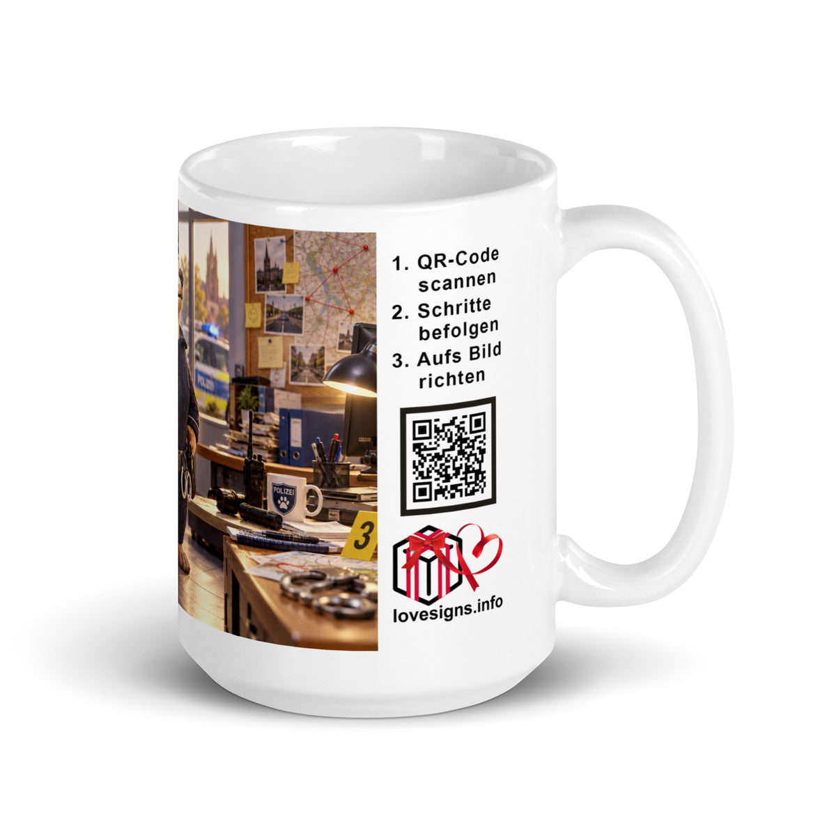 Murmari Polizistin AR-Keramik-Tasse mit QR-Code