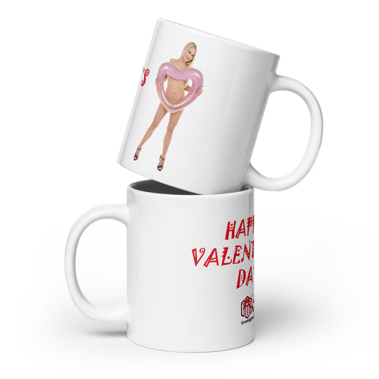 Weiße, glänzende Tasse „Valentinstag“ Darina 1 (Erotik)