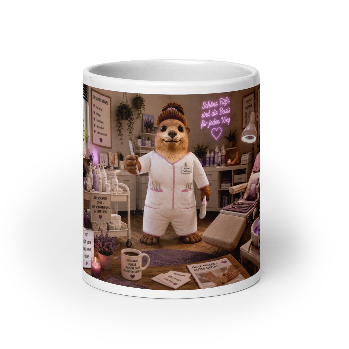 Murmari Fußpflegerin Keramik-Tasse mit Augmented Reality – Hauptansicht