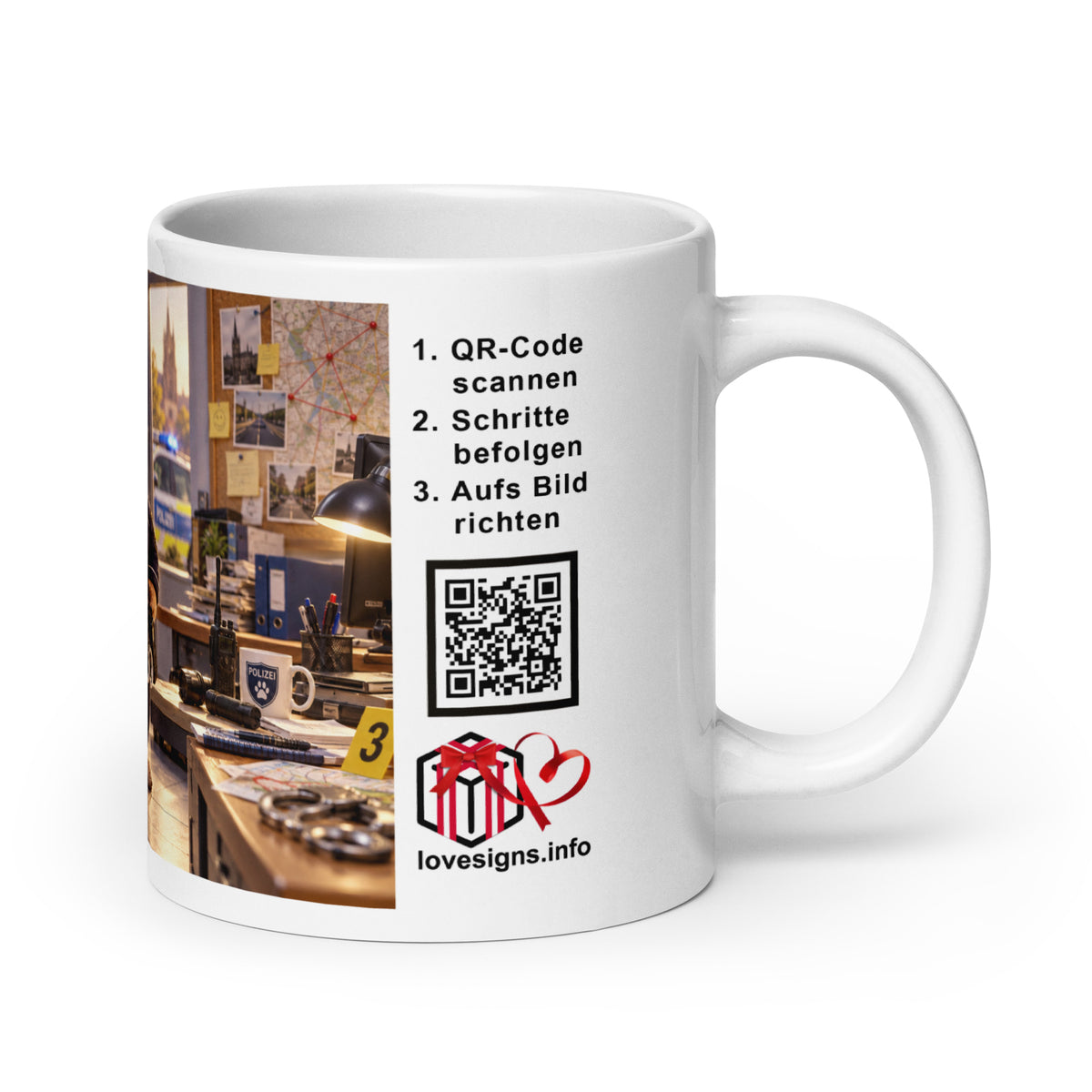 Murmari Polizistin AR-Keramik-Tasse mit QR-Code